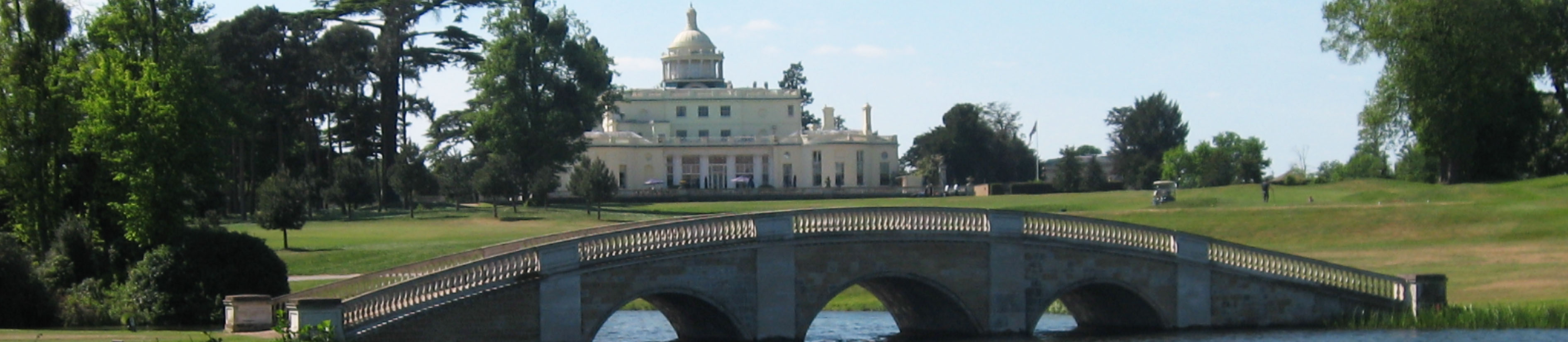 The Repton Bridge crosses a lake in front of Stoke Park